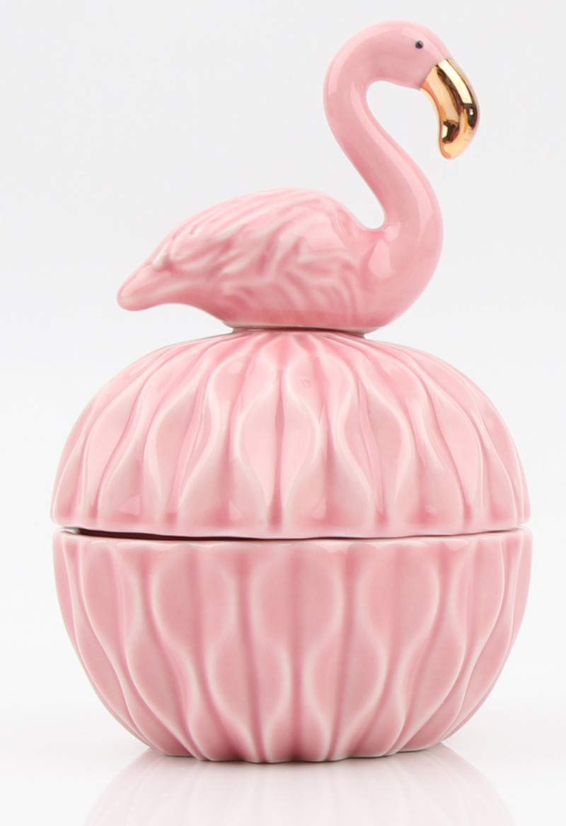 SEVENBEES Small Ceramic Flamingo Figurine Trinket Box for Jewelry,Ring,Earrings,Trinkets Tower,wedding candy - Image 1